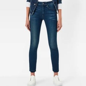 G-Raw high skinny ankle blue jeans raw hem 27